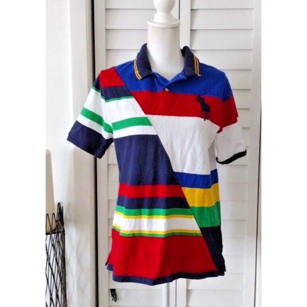 Ralph Lauren boy's Classic Split Cross‎ Stripe Large Pony Polo XL